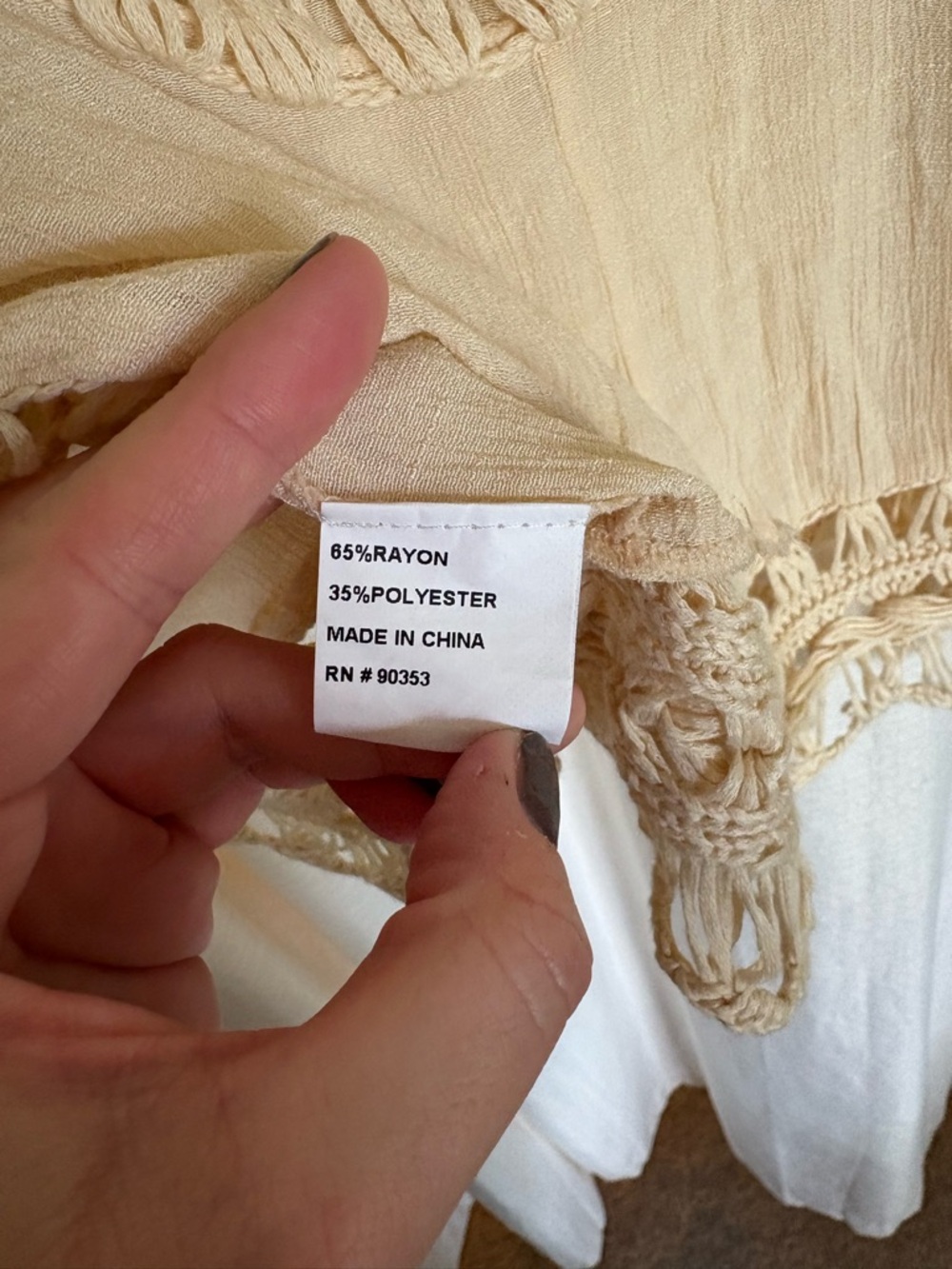 Rebellion Crochet-Trim Boho Tunic in Beige - Picture 6 of 6